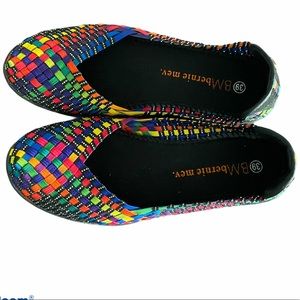 BM Bernie Mev Rainbow Weave Flats NWOT